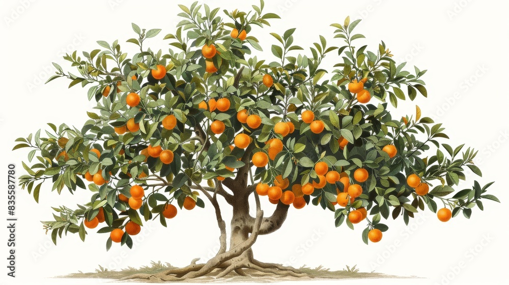 Orange Tree with Ripe Fruits, Generative AI Orange Tree with Ripe Fruits, Generative AI