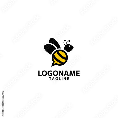chat bee logo design vector