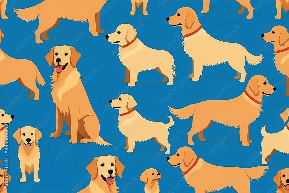Fototapeta premium Golden retriever dog, puppy: canine, pet, furry friend, bark, loyal companion, dog park, fetch, tail-wagging, man's best friend,