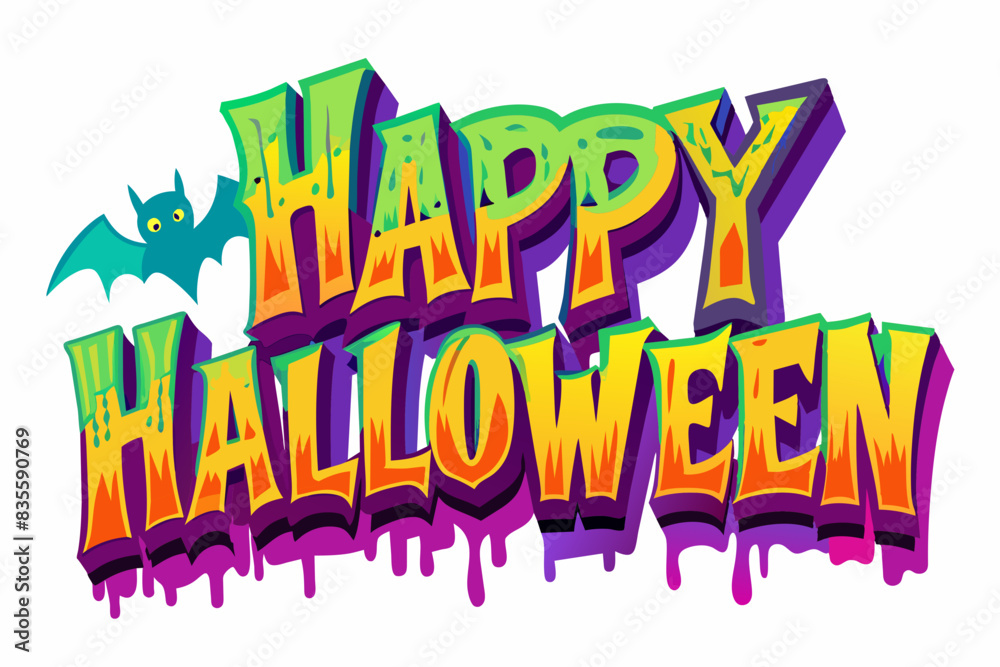 generate happy Halloween with a monster vector illustration