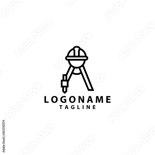 head helmet architect anchor logo design vector