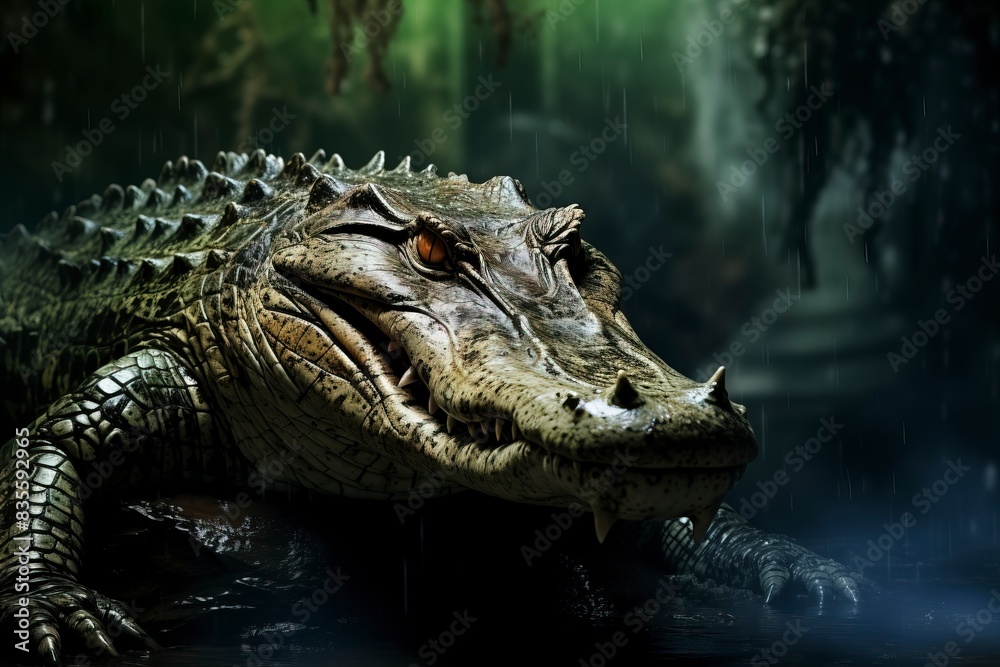 Fototapeta premium head of a crocodile, generative ai