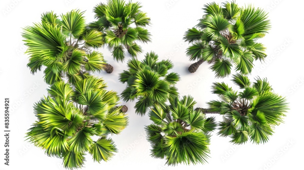 Top View of Lush Green Palm Trees - Generative AI Top View of Lush Green Palm Trees - Generative AI