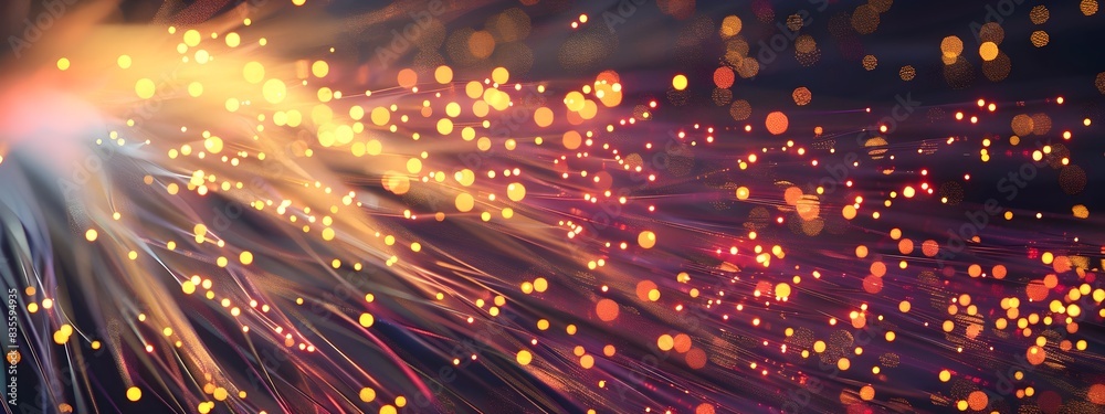 Fototapeta premium Fiber Optic Cable Transmitting Data at Different Frequencies Through Glass Fibers