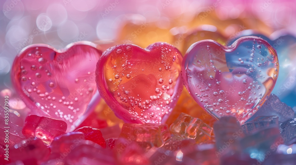 Fototapeta premium pink heart with water drops