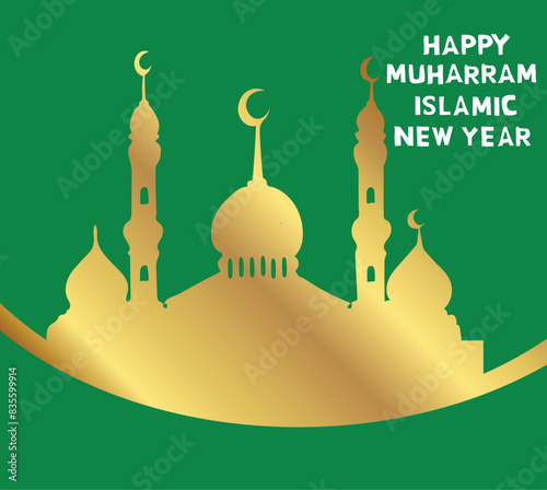 illustration of an background happy muharram islamic new year