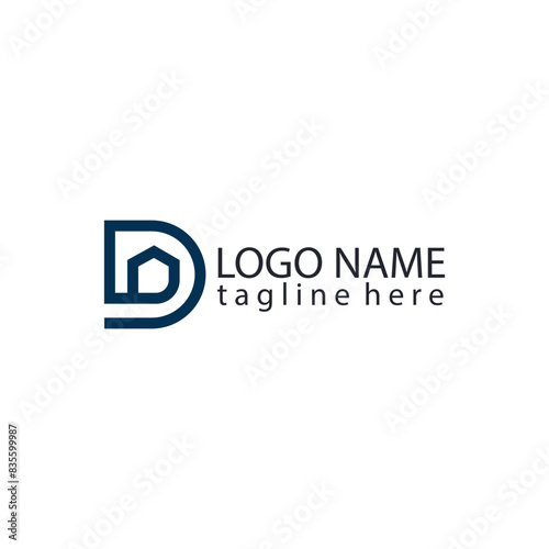initial letter D home concept vector logo design