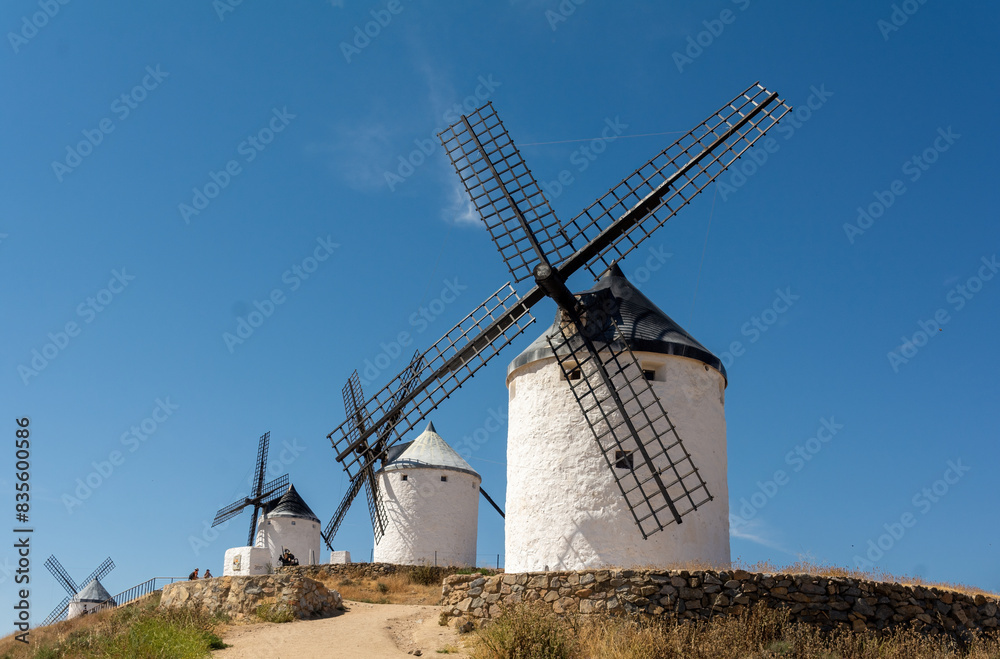 Fototapeta premium Nice set of windmills on a hill in Consuegra, Toledo, Castilla la Mancha, Spain