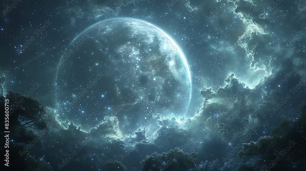 tranquil view of the interplanetary medium within the Solar System filled with faint glows of distant stars and planets tranquil view of the interplanetary medium within the Solar System filled with faint glows of distant stars and planets