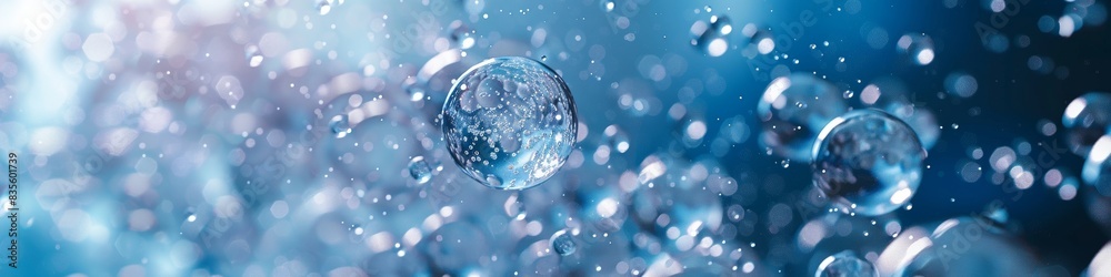 Abstract 3D spheres on a blue background.