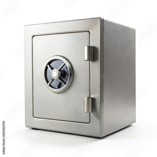 Closed Silver Safe With Circular Dial Lock. Generative AI