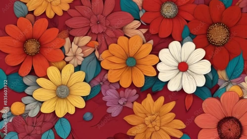 abstract multicolor flowers background, motion abstract multicolor flowers background, motion
