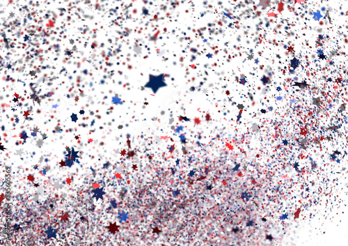  Red Blue White Stars Confetti Overlay