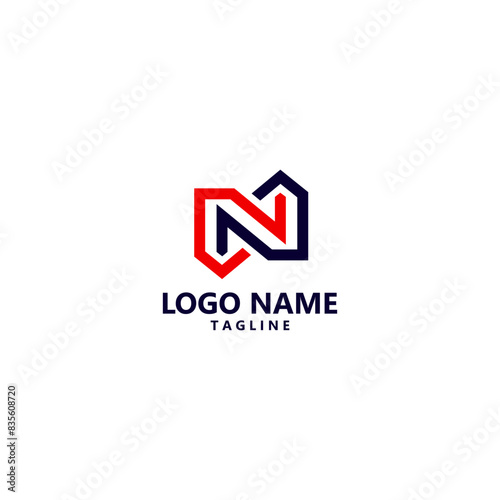 initial letter N arrow up down logo design vector