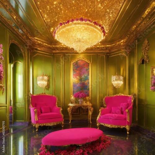 Futuristic beautiful French mansion interior sitti photo