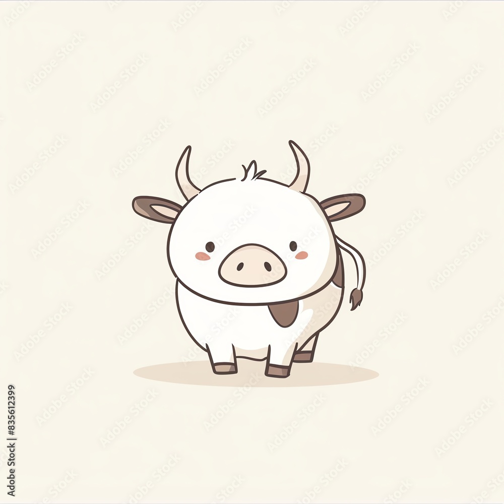 Cute cartoon illustration of a white cow with brown spots. Cute cartoon illustration of a white cow with brown spots.