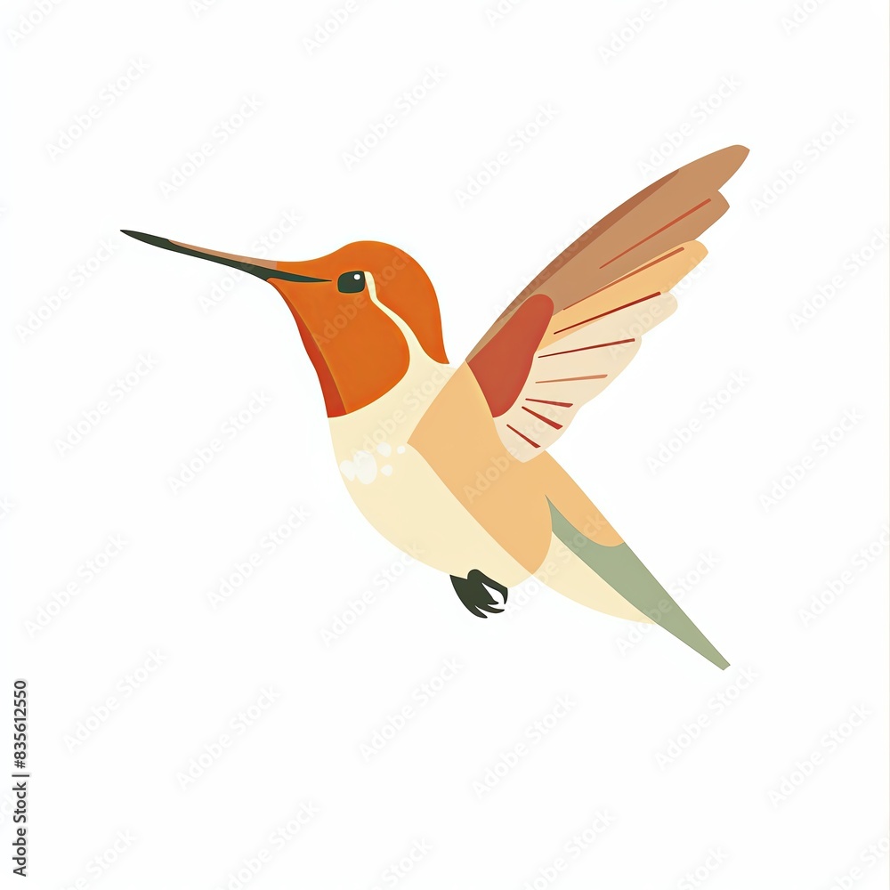Obraz premium Hummingbird in flight, isolated on white background.