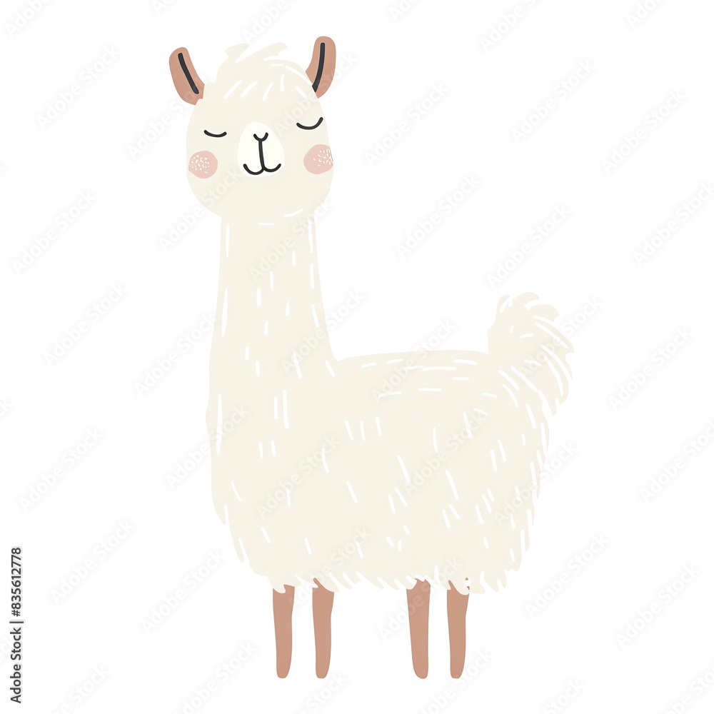 Cute cartoon llama with closed eyes and a smile Cute cartoon llama with closed eyes and a smile