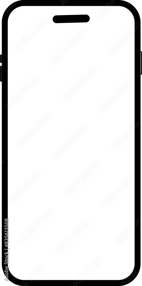 Smartphone with a blank screen on a white background.eps