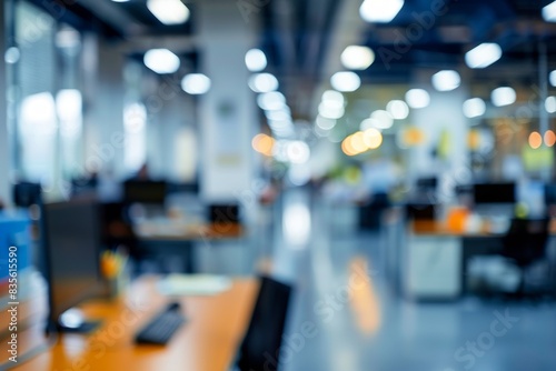 Wallpaper Mural Office with desk in focus and blurry background. Business environment concept Torontodigital.ca