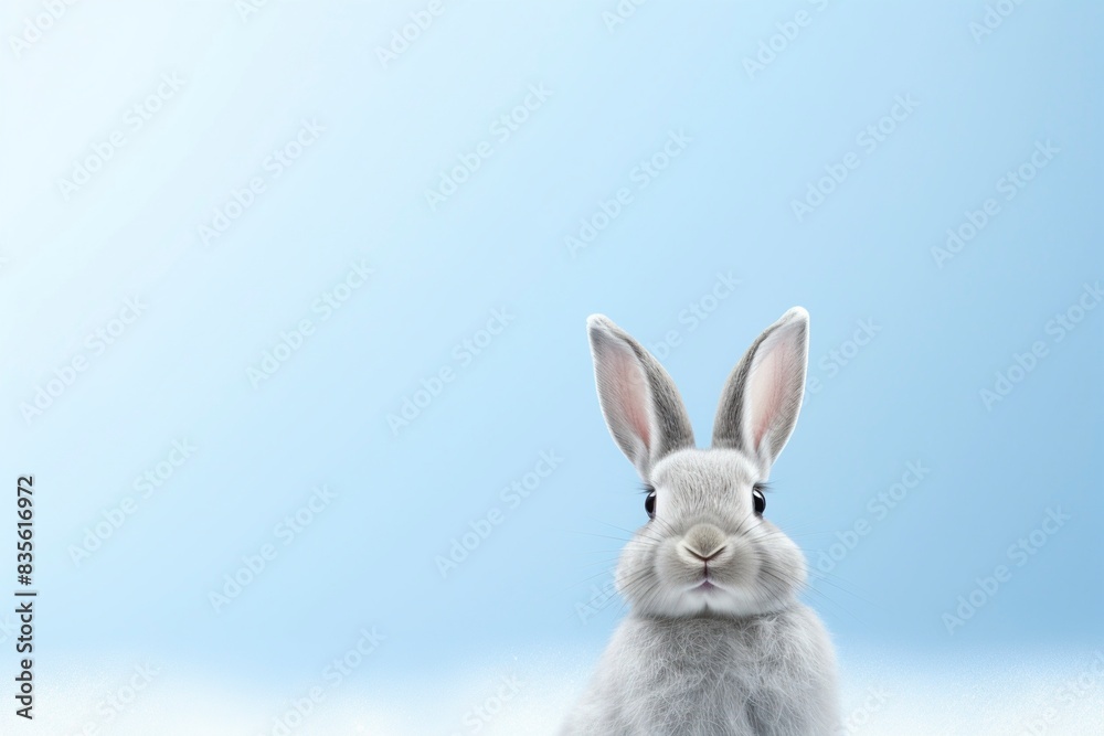 white rabbit on blue background, generative ai white rabbit on blue background, generative ai