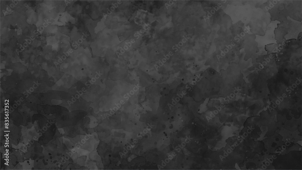 Abstract black watercolor background painting, dark black abstract stormy waves and spray in painted texture with soft blurred white fog or haze. White Seamless Tie Dye .Dark Drawn Brushstroke .Gray T
