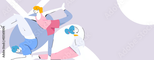 Practicing yoga, physical and mental health, flat vector character concept, operation hand drawn illustration
