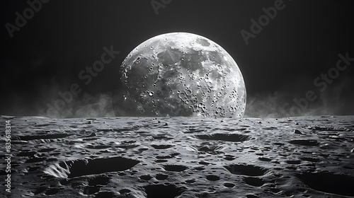 enchanting photo of the Full Moon showing its cratered surface and the moonlight casting long shadows on the ground photo