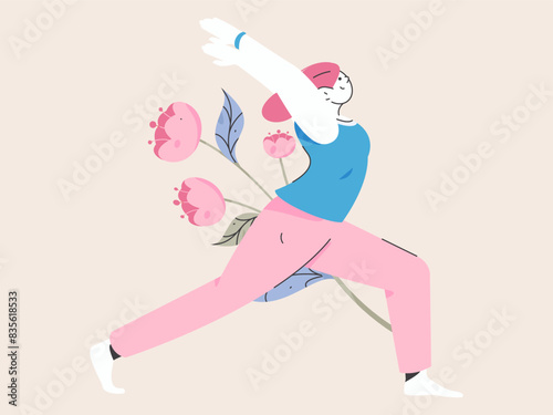 Practicing yoga, physical and mental health, flat vector character concept, operation hand drawn illustration
