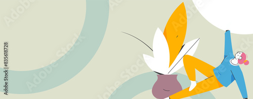 Practicing yoga, physical and mental health, flat vector character concept, operation hand drawn illustration
