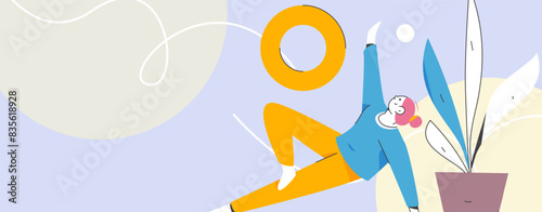 Practicing yoga, physical and mental health, flat vector character concept, operation hand drawn illustration

