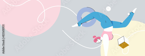 Practicing yoga, physical and mental health, flat vector character concept, operation hand drawn illustration
