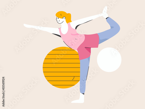 Practicing yoga, physical and mental health, flat vector character concept, operation hand drawn illustration
