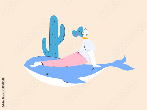 Practicing yoga, physical and mental health, flat vector character concept, operation hand drawn illustration
