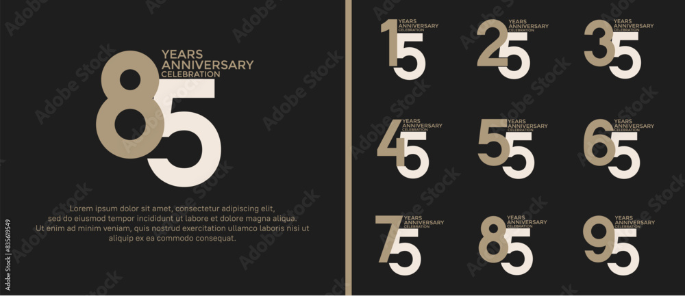 anniversary logo style set with brown color can be use for celebration moment anniversary logo style set with brown color can be use for celebration moment