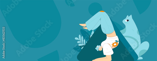 Practicing yoga, physical and mental health, flat vector character concept, operation hand drawn illustration
