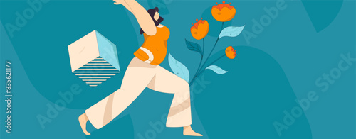Practicing yoga, physical and mental health, flat vector character concept, operation hand drawn illustration
