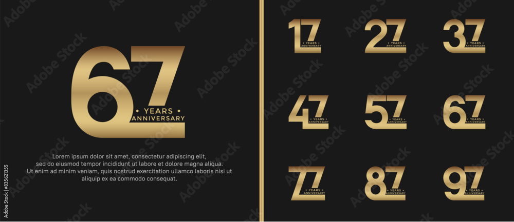 anniversary logo style set with gold color can be use for celebration moment anniversary logo style set with gold color can be use for celebration moment