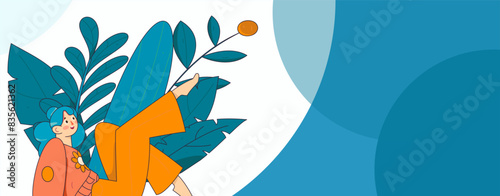 Practicing yoga, physical and mental health, flat vector character concept, operation hand drawn illustration
