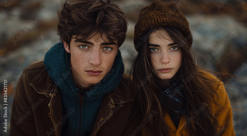 Fototapeta premium portrait of couple in winter