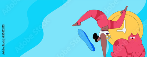 Practicing yoga, physical and mental health, flat vector character concept, operation hand drawn illustration
