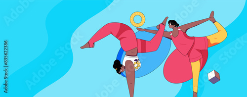 Practicing yoga, physical and mental health, flat vector character concept, operation hand drawn illustration
