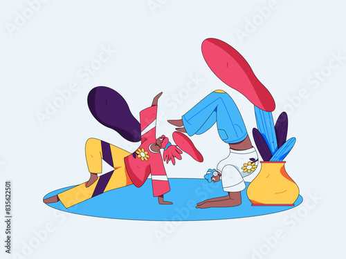 Practicing yoga, physical and mental health, flat vector character concept, operation hand drawn illustration
