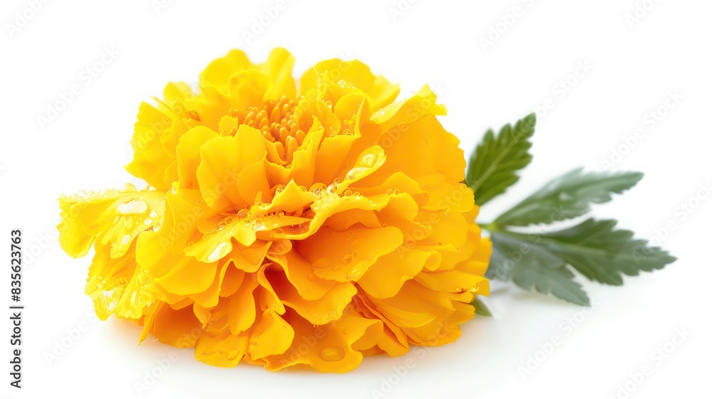 marigold flower with water drops isolated on a white background
marigold flower with water drops isolated on a white background