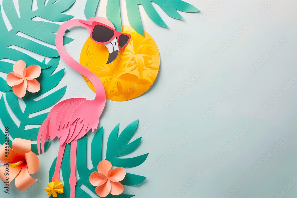 Pop Art Flamingo with Sunglasses and Flowers Pop Art Flamingo with Sunglasses and Flowers