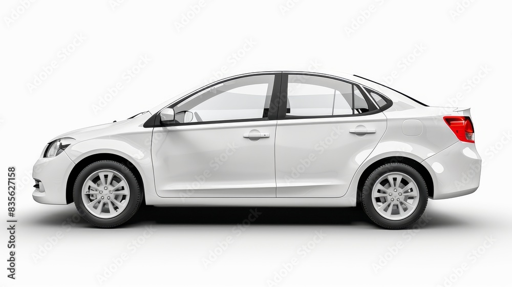 Passenger car isolated on a white background, with clipping path. Full Depth of field. Focus stacking, side view. Passenger car isolated on a white background, with clipping path. Full Depth of field. Focus stacking, side view.