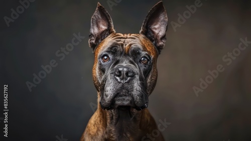 boxer dog portrait wallpaper with good expression and blurred neutral background