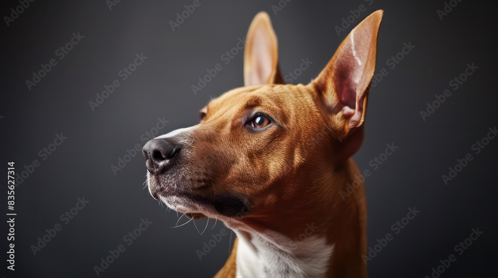 bull terriers dog portrait wallpaper with good expression and blurred neutral background
