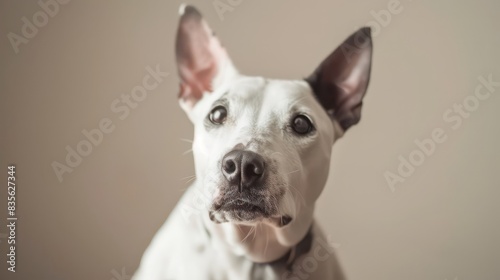 bull terriers dog portrait wallpaper with good expression and blurred neutral background 