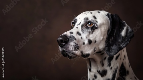 dalmatian dog portrait wallpaper with good expression and blurred neutral background